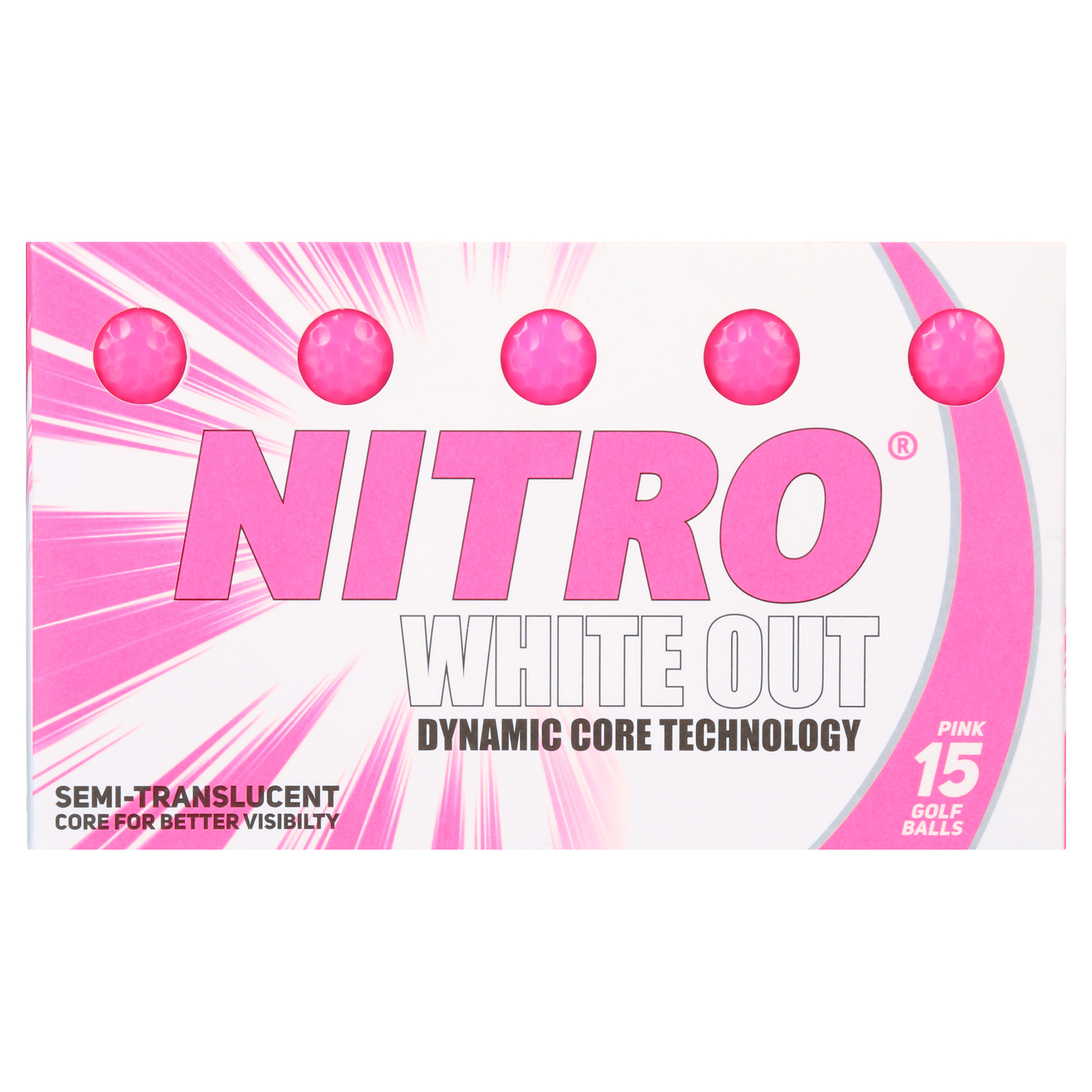 Nitro Golf White Out Golf Balls, 15-Pack, Pink photo 3