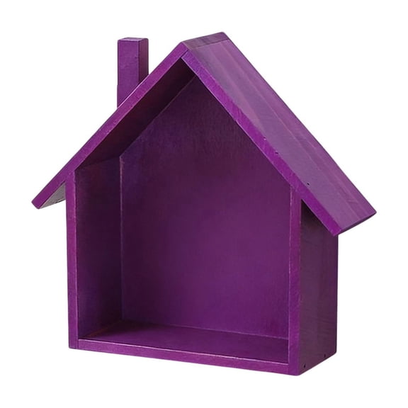 SIYTUAU Cute Little House Wall Shelf For Solid Wood Walls Childrens Room Kindergarten Dining Room Wooden Storage Decorative Shelving Wood Purple