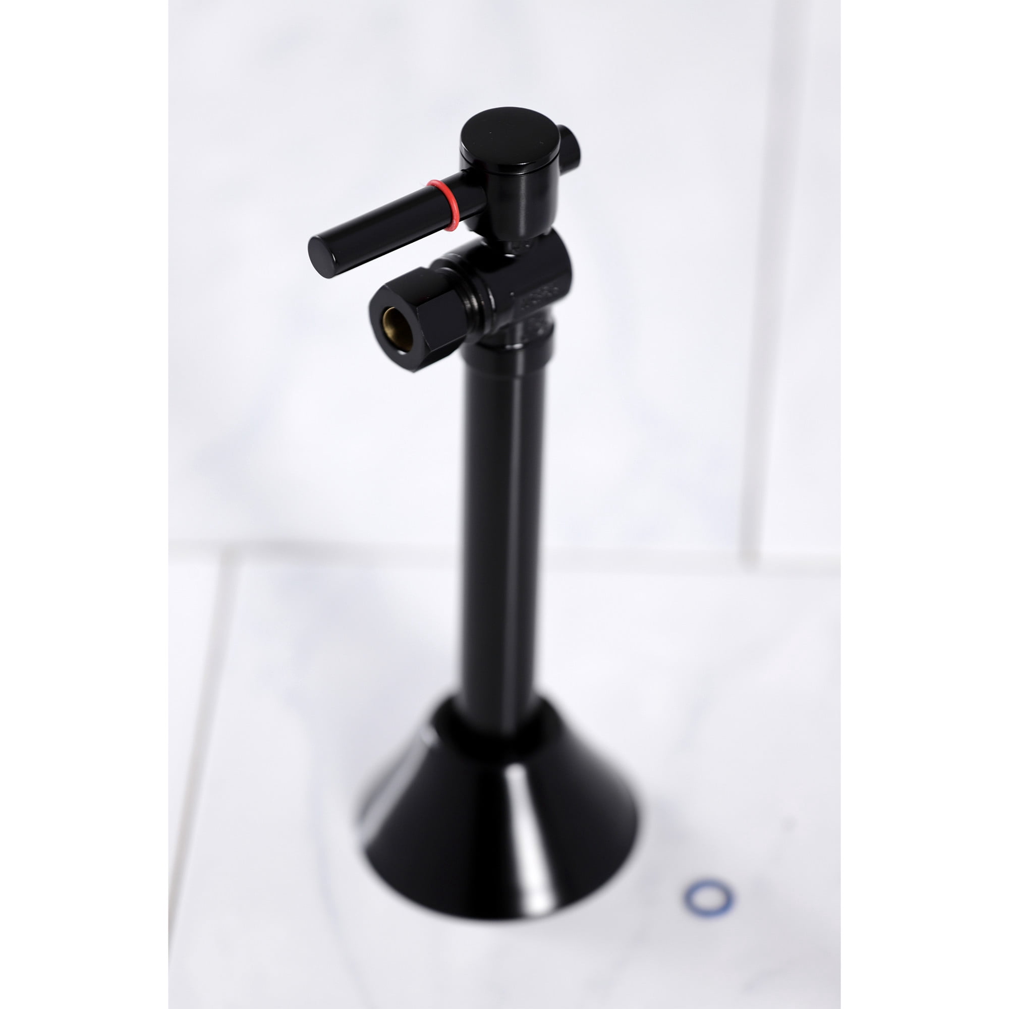 Kingston Brass CC83200DL 1/2-Inch Sweat x 3/8-Inch O.D. Comp Angle Shut-Off Valve with 5-Inch Extension in Matte Black