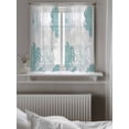 thumbnail image 5 of Turquoise White Floral Curtains 45 Inch Length,Sheer Curtains for Bedroom Living Room Window Elegant Chrysanthemum Farmhouse Rod Pocket Drapes Kitchen Curtains Small Half Window 52"x45" 2 Panels, 5 of 6