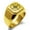 Gold, variant on Stainless Steel Sun Dial Compass Engraved Square Flat Top Biker Style Polished Ring