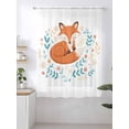 thumbnail image 2 of Sheer Curtains 63 Inch Length, Cartoon Animals Semi Sheer Curtains Light Filtering Window Treatment, Watercolor Flower Leaf Plant Privacy Voile Drapes for Living Room Bedroom 52x63 Inch, 2 of 7