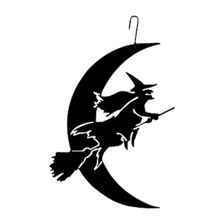 Village Wrought Iron Witch-Moon – Decorative Hanging Silhouette Village Wrought Iron Witch-Moon – Decorative Hanging Silhouette