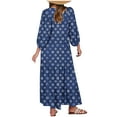 thumbnail image 3 of SCSAlgin Women's Casual Loose Bohemian Maxi Dress Retro Printed V Neck Puff Long Sleeve Swing Dresses Fall Beach Sundress, 3 of 6
