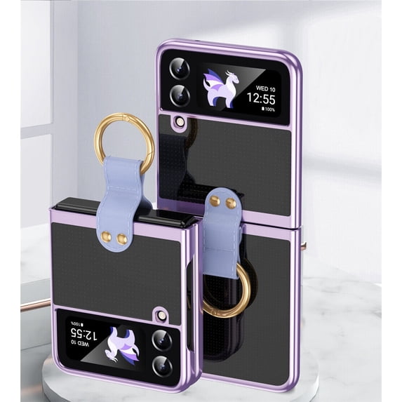 For Samsung Galaxy Z Flip3 5G Cover With Ring Shockproof Luxury Thin Plating Frame Protective Case Cover