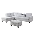 thumbnail image 4 of Ainehome Furniture Living Room Sets, Linen Fabric Sectional Sofa with Storage Ottoman & Toss Pillows, 4 of 9