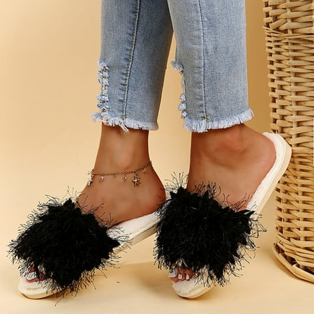 

Winter Open Women Furry Home Flat Keep Slippers Plush Shoes Warm Slip On Toe Women s Slipper Women s Slipper Boots Women Plush Bear Slippers Home Indoor Womens Slipper Heated Slippers for Women
