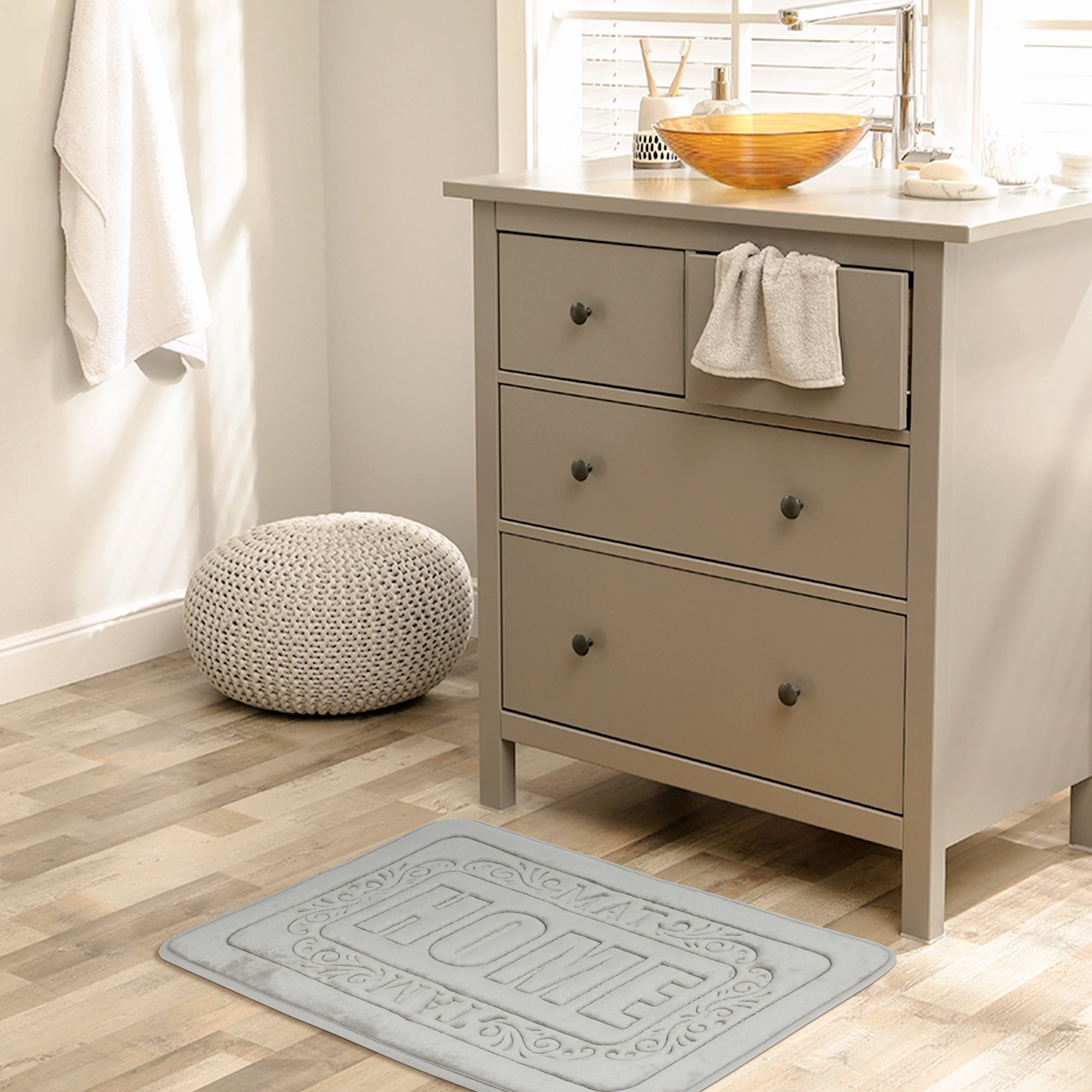 Unique Bargains Memory Foam Bath Mat Soft Non Slip Rug Grey 20" x 32"