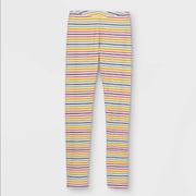 Multicolored Striped Leggings, Youth Girl's XXL (18)