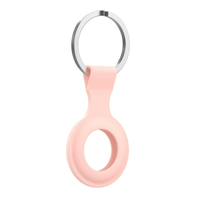 Funda protectora de silicona suave para rastreador, con llavero. Rosa