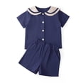 thumbnail image 6 of SOOMLON Back to School Outfits for Girls Knitted Collar Button up Shirts Shorts with Pockets 2 Piece Matching Set 1-10y, 6 of 9