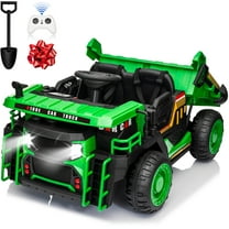 Joyracer 24V Ride on Toys w/ Remote Control, 2 Seater 400W Ride on Dump Truck, Electric Powered Ride on w/ Dump Bed, 3 Speeds, Shovel, Bluetooth/Music, Gift for Kids, Green