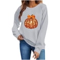 thumbnail image 6 of Kezqiaxn Crew Neck Sweatshirts Women Thanksgiving Pumpkin Long Sleeve Fall Casual Pullover Tops Sweatshirt for Women, 6 of 7
