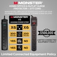 thumbnail image 3 of Monster 3ft Black Power Strip & Tower Surge Protector - 300 Joule, 6 Outlets - Heavy Duty for Computers, Home Theater & Office Equipment, 3 of 9