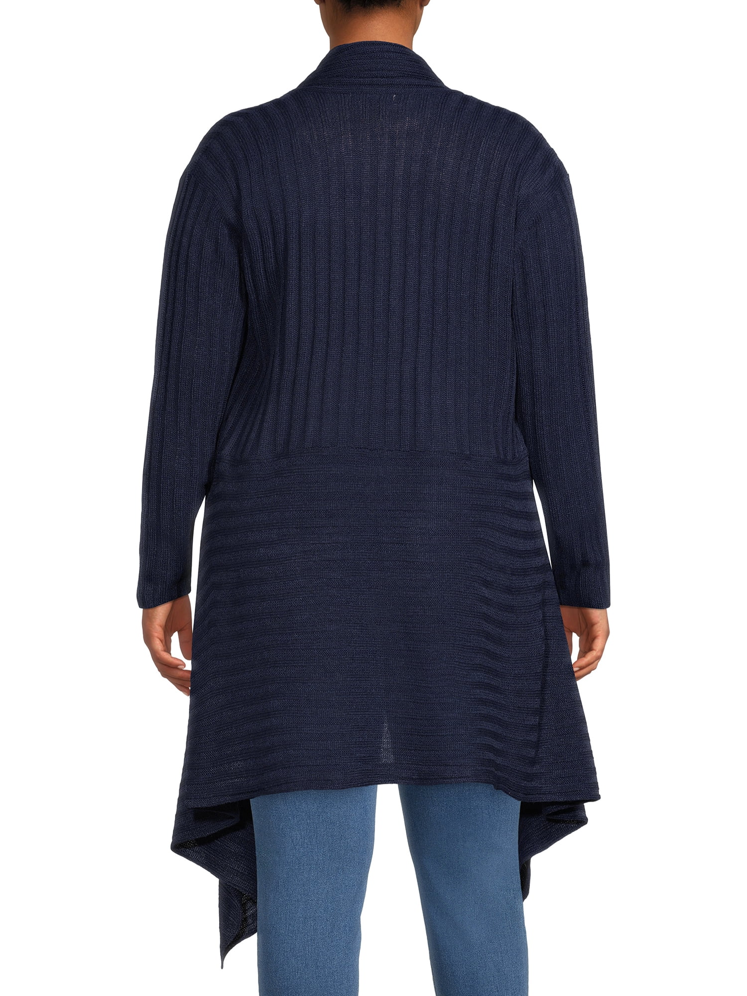 What's Next Women's and Women's Plus Striped Flyaway Cardigan Sweater, Midweight, Sizes XS-4X