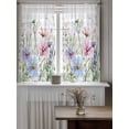 thumbnail image 4 of Spring Floral Curtains 54 Inch Length,Sheer Curtains for Bedroom Living Room Window Wildflowers Herbs Summer Botanical Plaid Rod Pocket Drapes Kitchen Curtains Small Half Window 52"x54" 2 Panels, 4 of 6