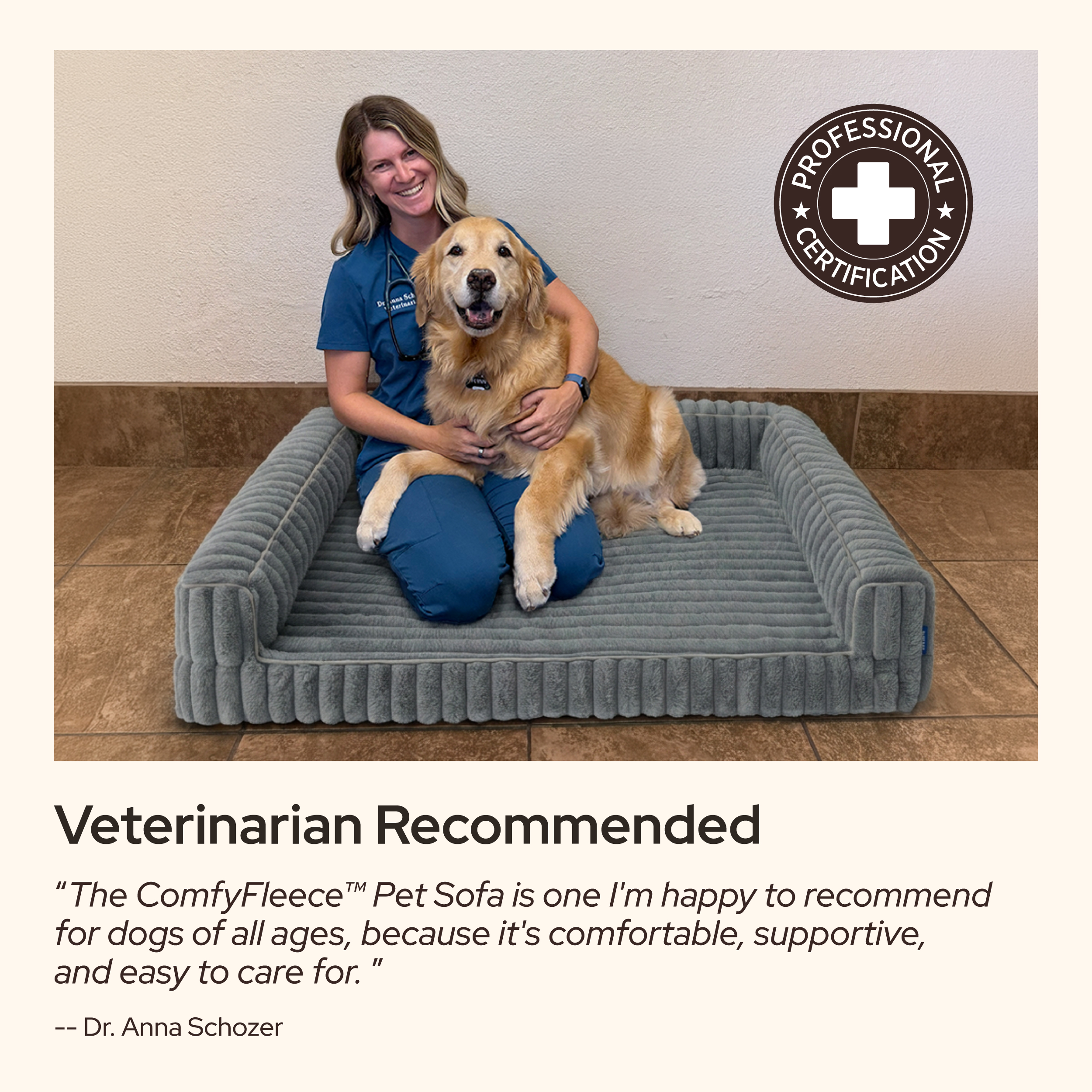 U by Bedsure ComfyFleece Orthopedic Dog Bed, Large, Grey photo 2