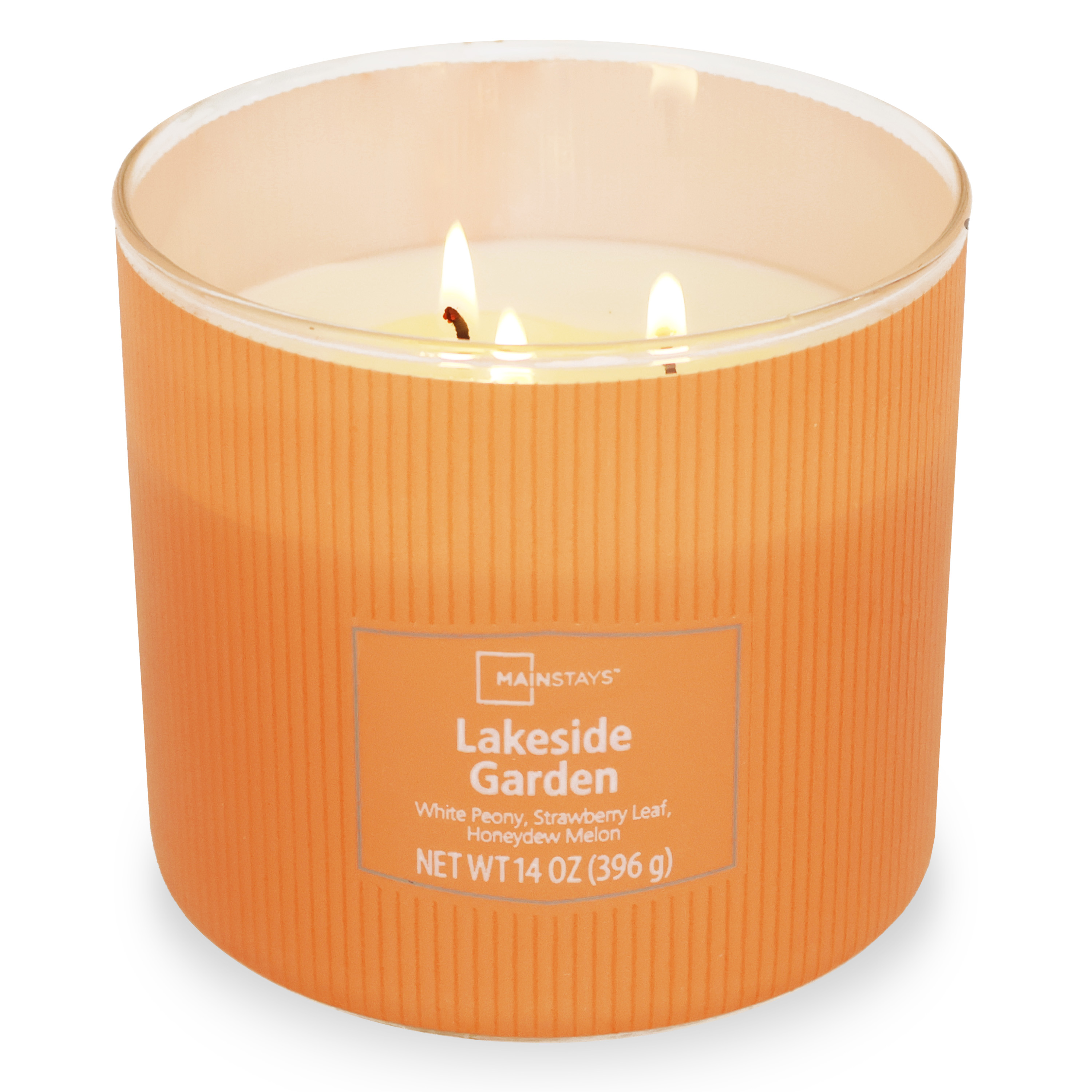 Mainstays 3-Wick Textured Wrapped Candle Lakeside Garden Fragrance, 14oz