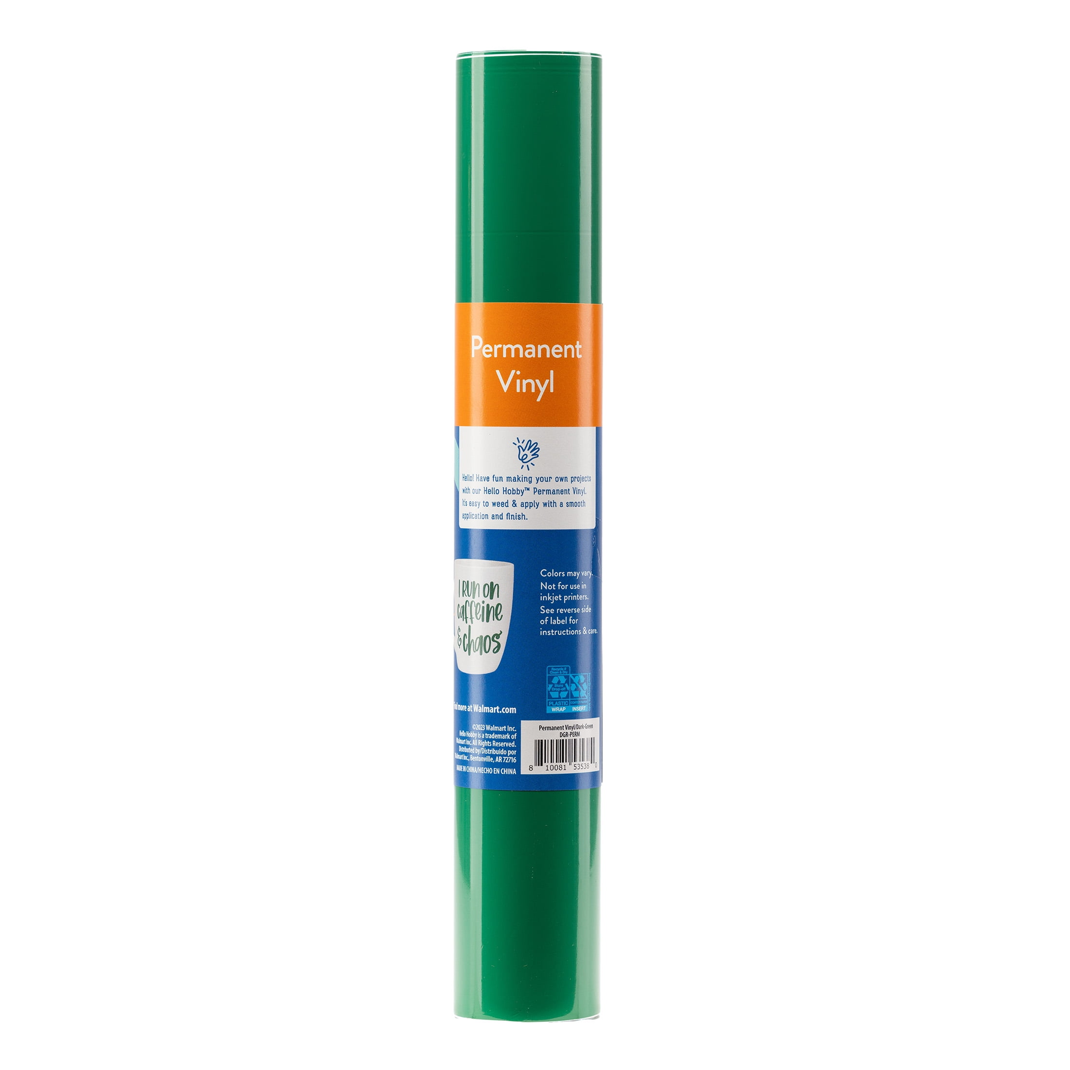 Hello Hobby 12" x 4' Dark Green Permanent Craft Vinyl Roll