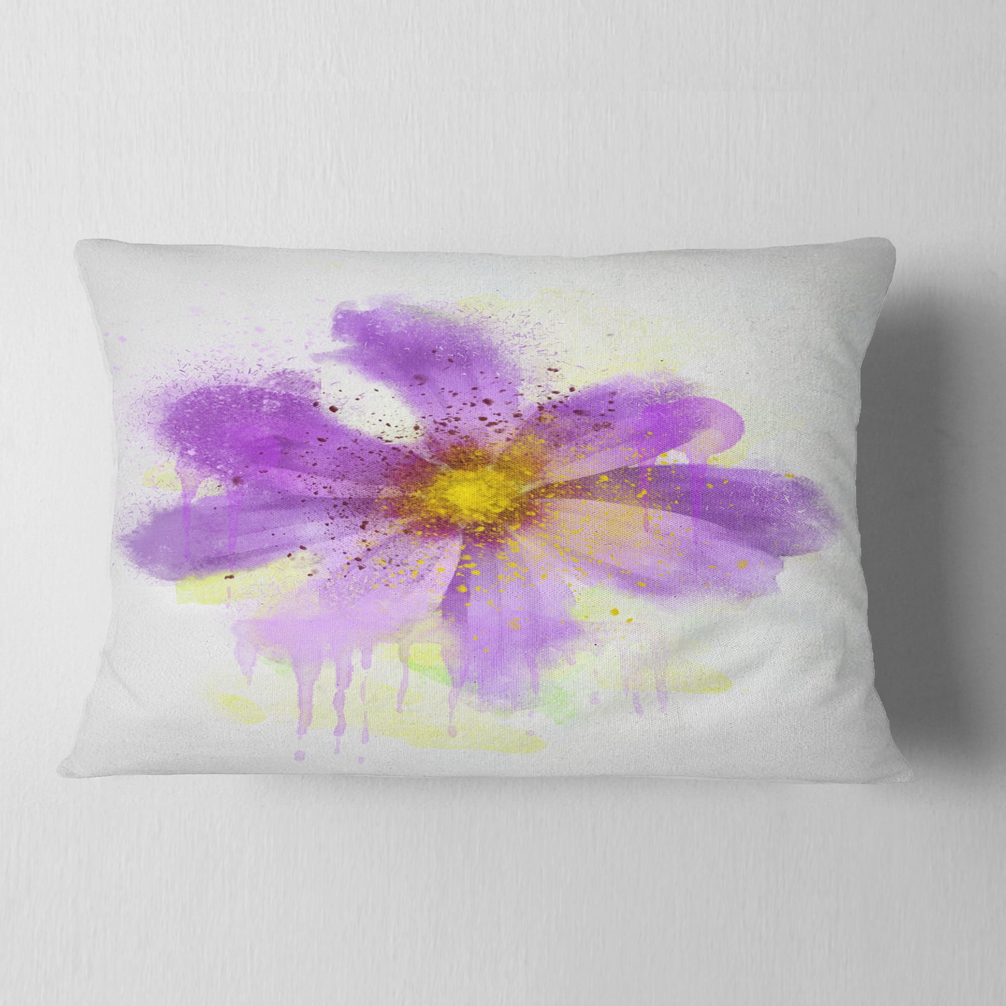 Designart Purple Flower with Large Petals - Flowers Throw Pillowwork - 12x20