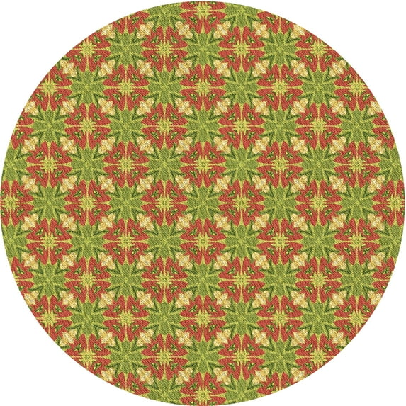 Ahgly Company Machine Washable Indoor Round Transitional Mahogany Brown Area Rugs, 7' Round