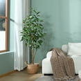 thumbnail image 5 of 5FT Artificial Eucalyptus Plants with Realistic Leaves and Natural Trunk, Silk Fake Potted Tree with Wood Branches, Faux Tree for Office Home Decor, 5 of 8