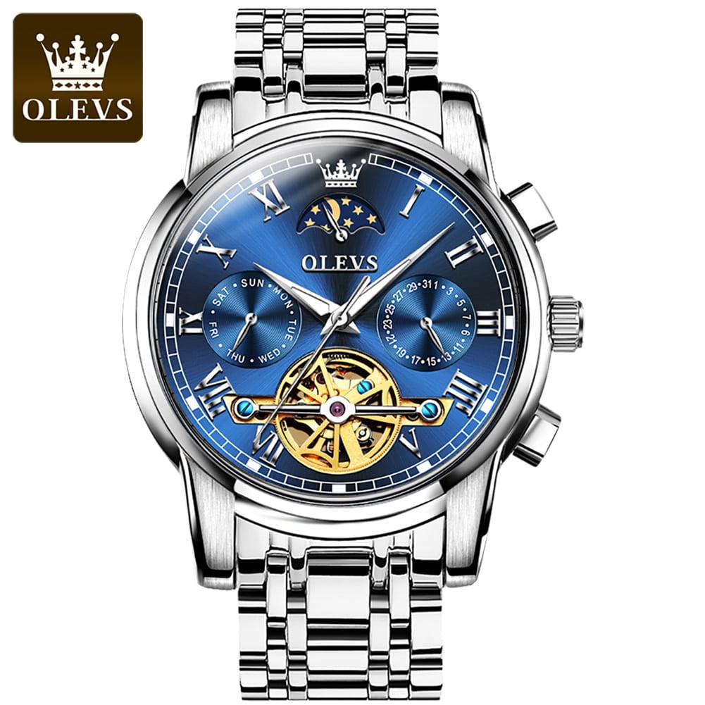 OLEVS Men Automatic Watches Skeleton Tourbillon Mechanical Self