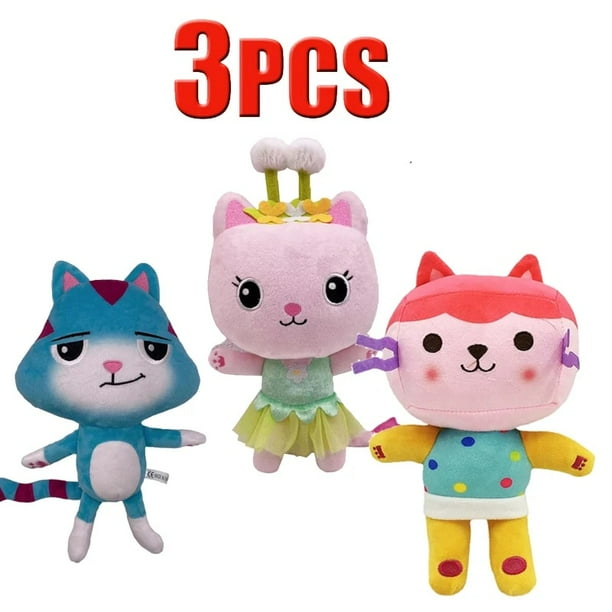 Oferta en casa de muñecas Gabby, juguete de felpa Mercat, animales de peluche de dibujos animados, gato sonriente, coche, gato, abrazo, muñecas para niñas, regalos de cumpleaños para niños