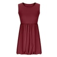 thumbnail image 6 of Maxi Summer Dress Summer Dresses for Women Ladies Fashion Sleeveless Round-Neck Solid Pocket Dress Short Mini Dresses Wine M, 6 of 9