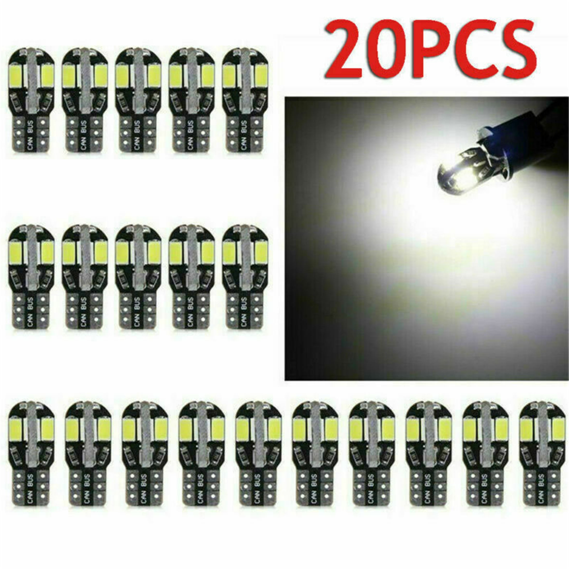 20 x Canbus T10 194 168 W5W 5730 8 LED SMD White Car Side Wedge Light Lamp Bulb 