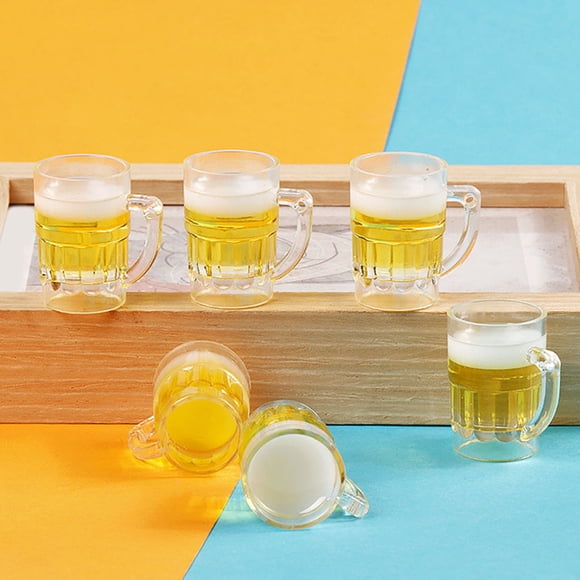 Raindrops 12Pcs Resin Miniature Cups Mini Dollhouse Beer Mugs for Dolls House Miniature Pub Accessory 1.34x0.91x0.79in