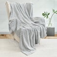 thumbnail image 2 of PAVILIA Soft Fleece King Bed Blanket Black and White, Large Fuzzy Plush Flannel Throw, Warm Cozy Ribbed Microfiber Blanket for Sofa Couch, Lightweight Striped Blanket, Black White, 108x90, 2 of 9