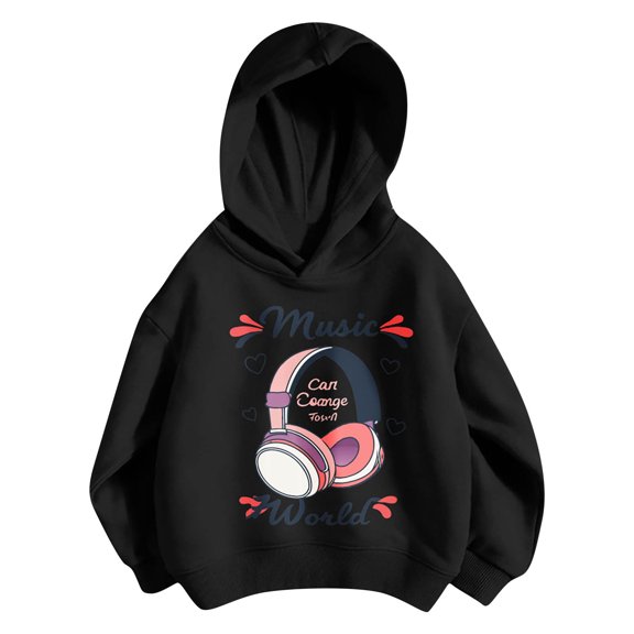 QHFBli Girls Hoodies Sweatshirts Fashionable Long Sleeve Hooded Pullover Soft Casual Outerwear Toddler Kids Cartoon Print 9-10 Years