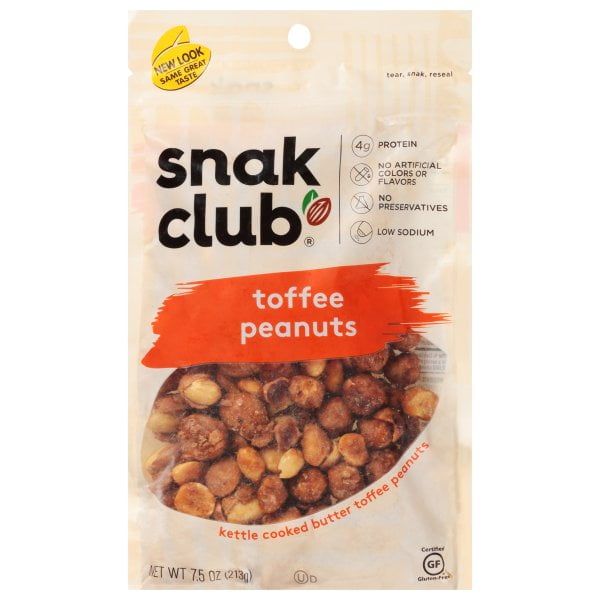 Snak Club Toffee Peanuts Premium Pack, 7.50 Oz.