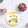thumbnail image 4 of ZHANZZK Summer Yellow Plaid Truck and Honey with Bee Set of 8 Round Coaster for Drinks, Absorbent Ceramic Stone Coasters Cup Mat with Cork Base for Home Kitchen Room Coffee Table Bar Decor, 4 of 6