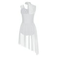 thumbnail image 4 of iiniim Lyrical Dance Dress for Women Irregular Flowy Tulle Skirt Leotard Contemporary Dancewear White S, 4 of 7