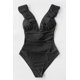 thumbnail image 5 of Traje de baño de una pieza con cuello en V para mujer con volantes y cordones, 5 of 5