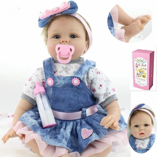 Girl Reborn Baby Doll 22 Inch Blue Eye Doll Silicone Vinyl Soft Realistic Baby Doll Reborn Reborn Dolls Babies heqiyong LED