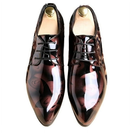 

KRE Prime Men Fashion Patent Leather Dress Pointed Toe Formal Luxury Brand Oxford Shoes Footwear