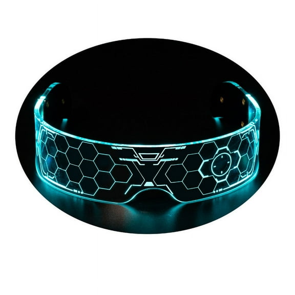LED Colorful Luminous Technology Glasses Bar Didi Party Science Fiction Honeycomb Glasses Music Festival - Dual control upgraded version (with battery)