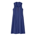 thumbnail image 7 of ClodeEU Women's V Neck Sleeveless Linen Blend Hooded Midi Dress,Casual Loose Fit Dress with Pockets Blue,Women's Plus XXL, 7 of 7