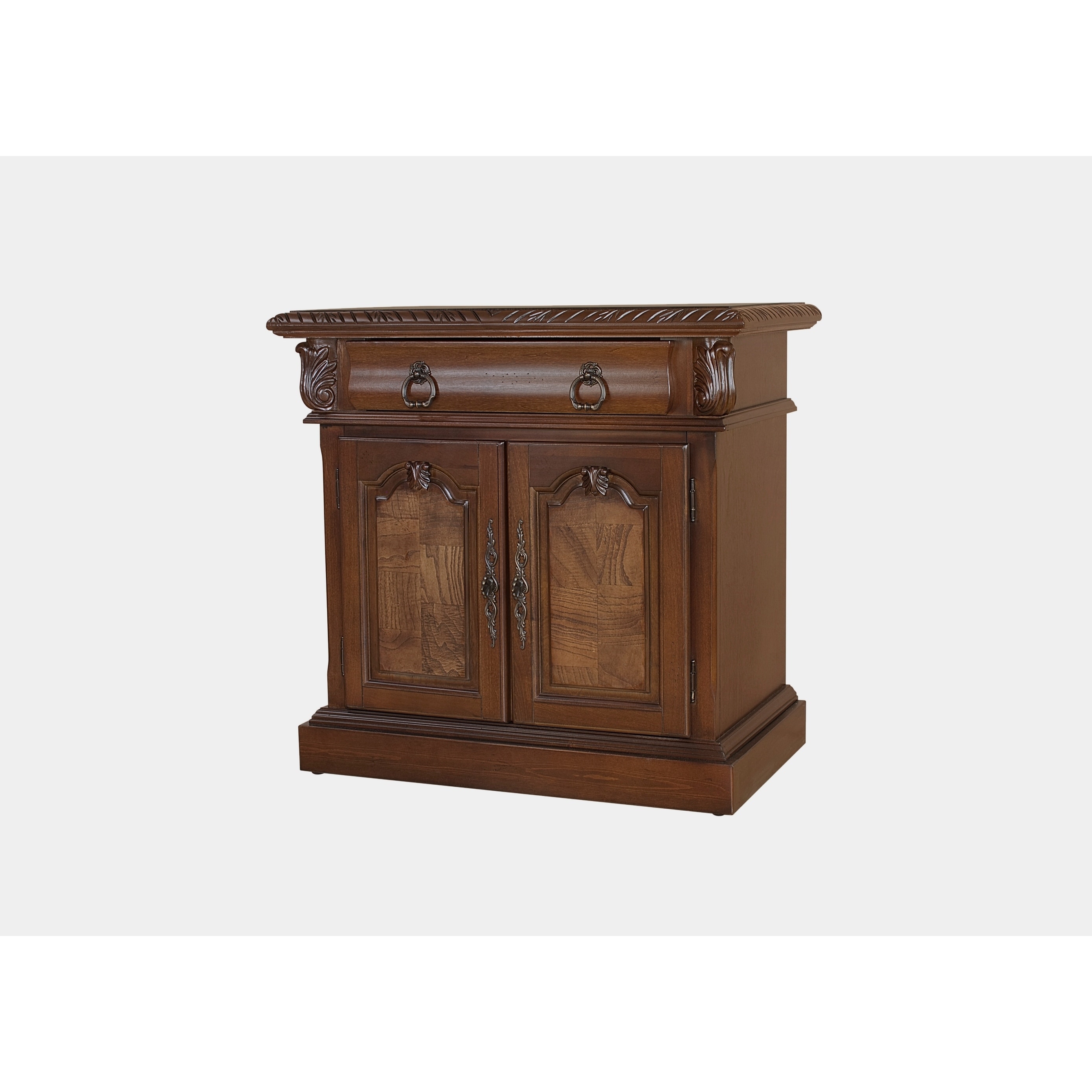 Lyke Home Jules Cherry 1 Drawer 2 Door Nightstand Walmart Com Walmart Com