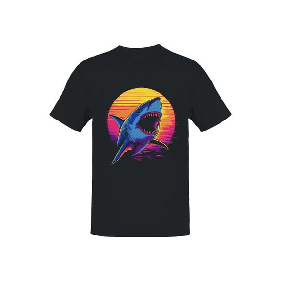 Retro Sunset Shark Attack Men's T-shirt