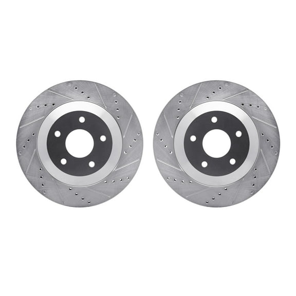 Dynamic Friction Company Front Brake Rotors-Drilled and Slotted-Silver 7002-46026