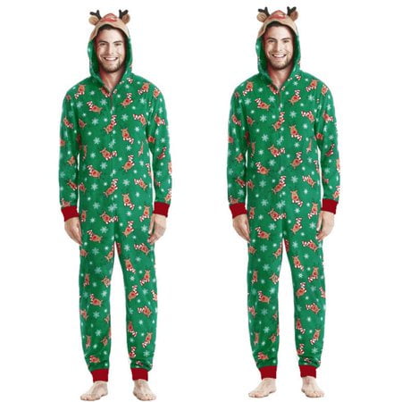 

Viworld Christmas Family Matching Hoodie Pajamas Reindeer Romper Long Sleeve One Piece Jumpsuit Zipper Pjs for Adult Kids Baby