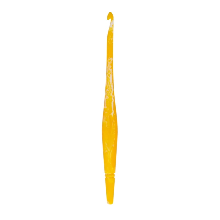 Ommi Ergonomic Handle Crochet Hooks, Handcrafted 7'' Yellow