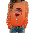 thumbnail image 1 of VJATTWR Mes Articles Chandail en Molleton de Noël pour Femmes Automne et Hiver Flocon de Neige Rouge Verre Dégradé Imprimé Col Rond Épaule Manches Longues Décontracté Sport Chandail en Molleton Get it Fast, 1 of 4