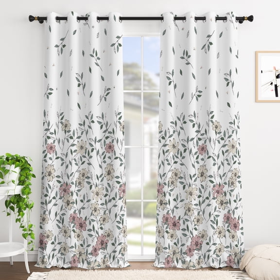Tchckioa Blackout Curtains for Bedroom,Privacy Protection Grommet Drapes(Green Leaves,2 Panels,42x63 Inch)