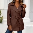 thumbnail image 5 of ManxiVoo Women's Short Trench Coat Belted Casual Lightweight Solid Color Jacket for Spring Fall Outdoor Daily Wear City Style, 5 of 5