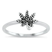 Marijuana Pot Leaf Weed Cannabis Ring .925 Sterling Silver Band Jewelry Female Male Unisex Size 10